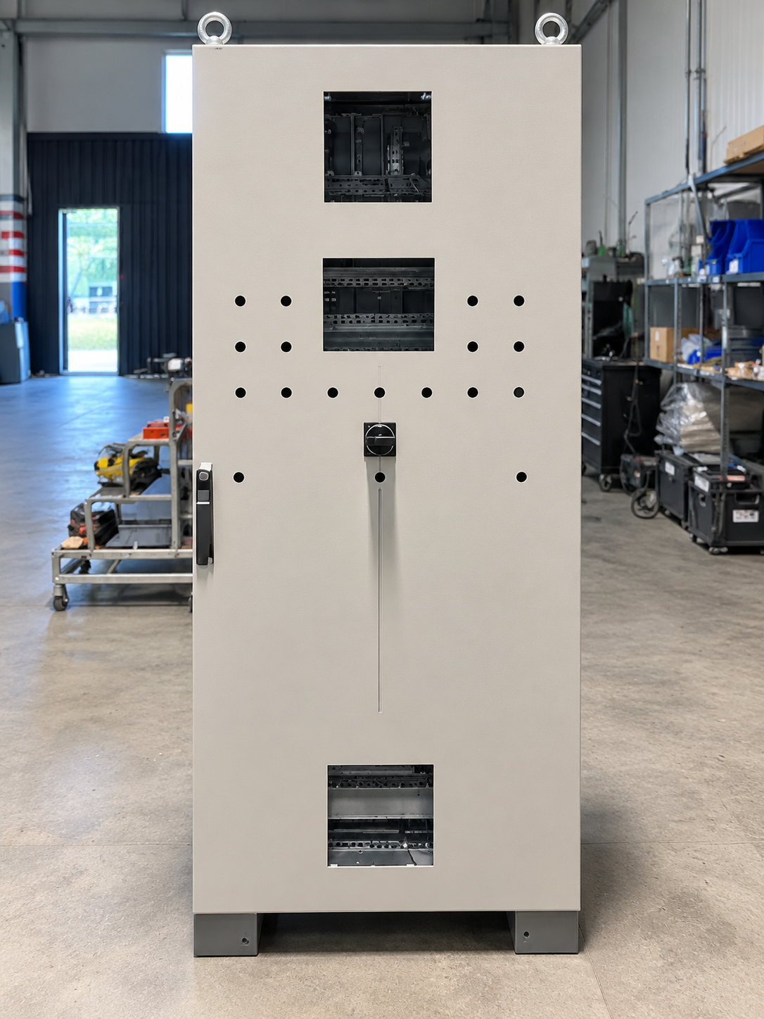 Armadio elettrico industriale durante una fase di allestimento